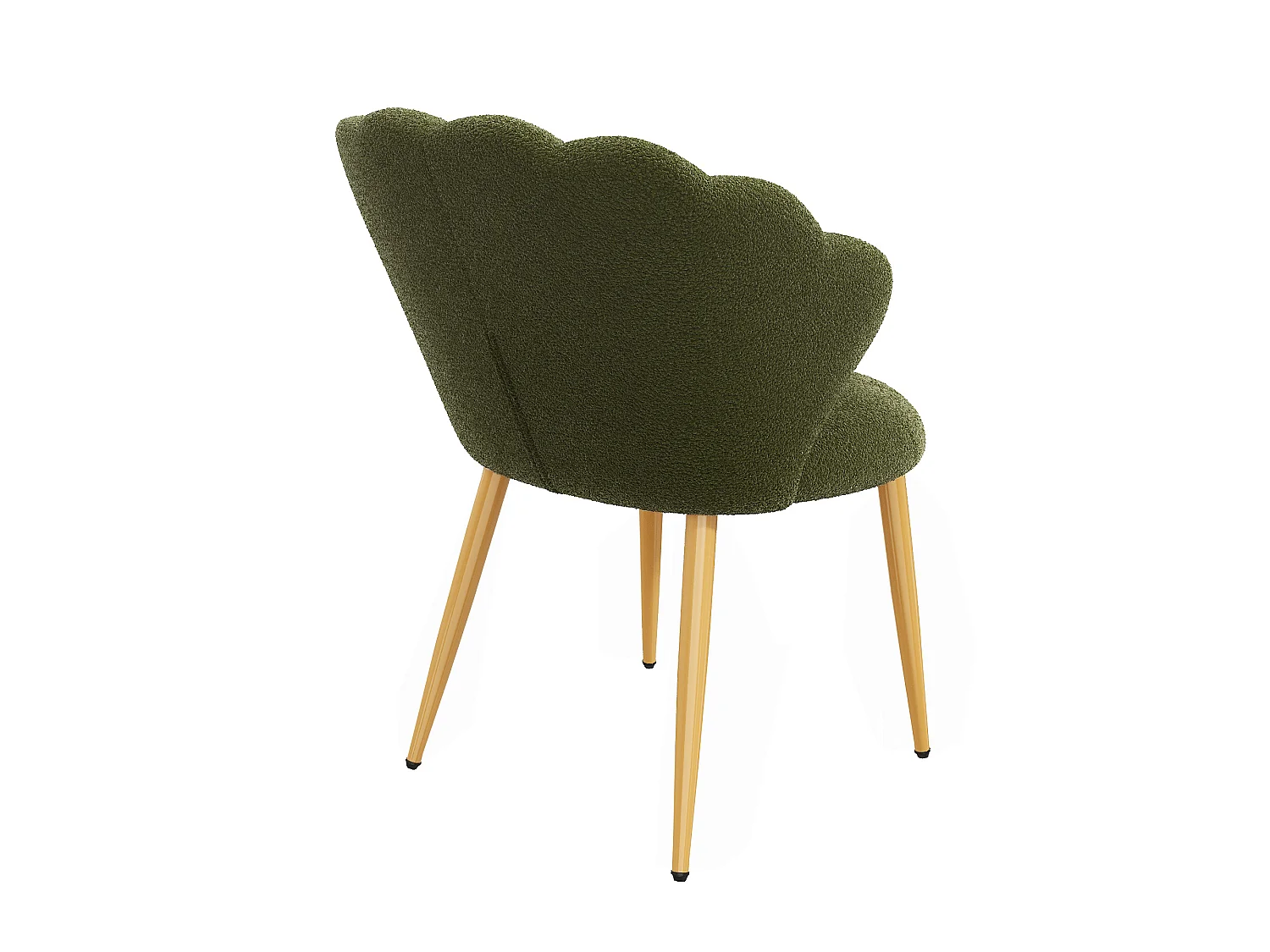 Lot de 6 chaises – Rembourrées – Pieds en métal doré – vert