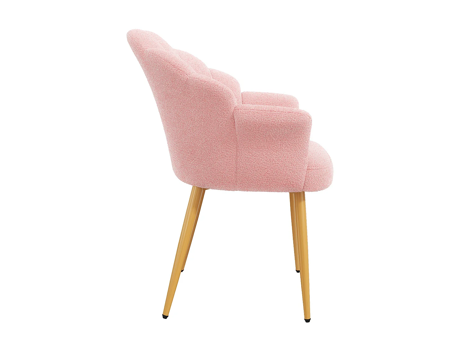 Lot de 6 fauteuils modernes – Rembourrés – Pieds en métal doré – Dossier en forme d'arc – Rose
