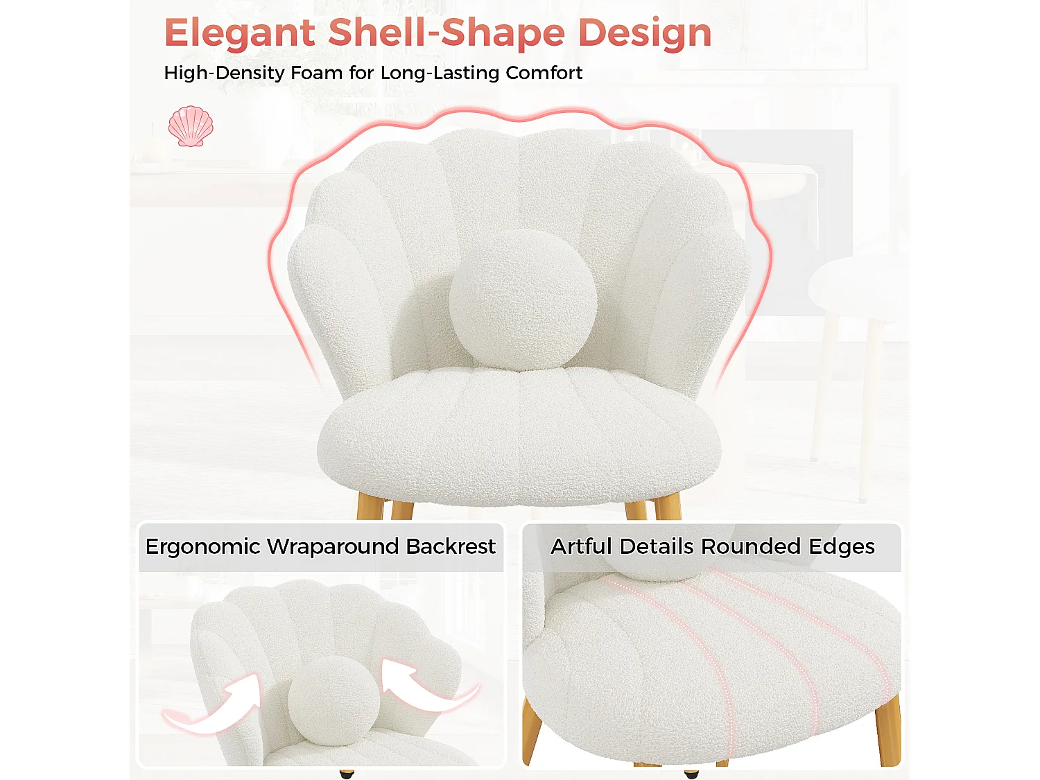 Set van 2 eetkamerstoelen – Beklede zitting – Vergulde metalen poten – Wit