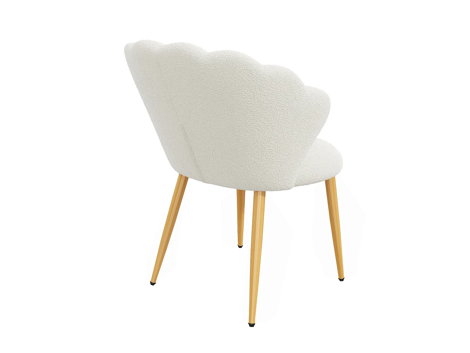 Set van 2 eetkamerstoelen – Beklede zitting – Vergulde metalen poten – Wit