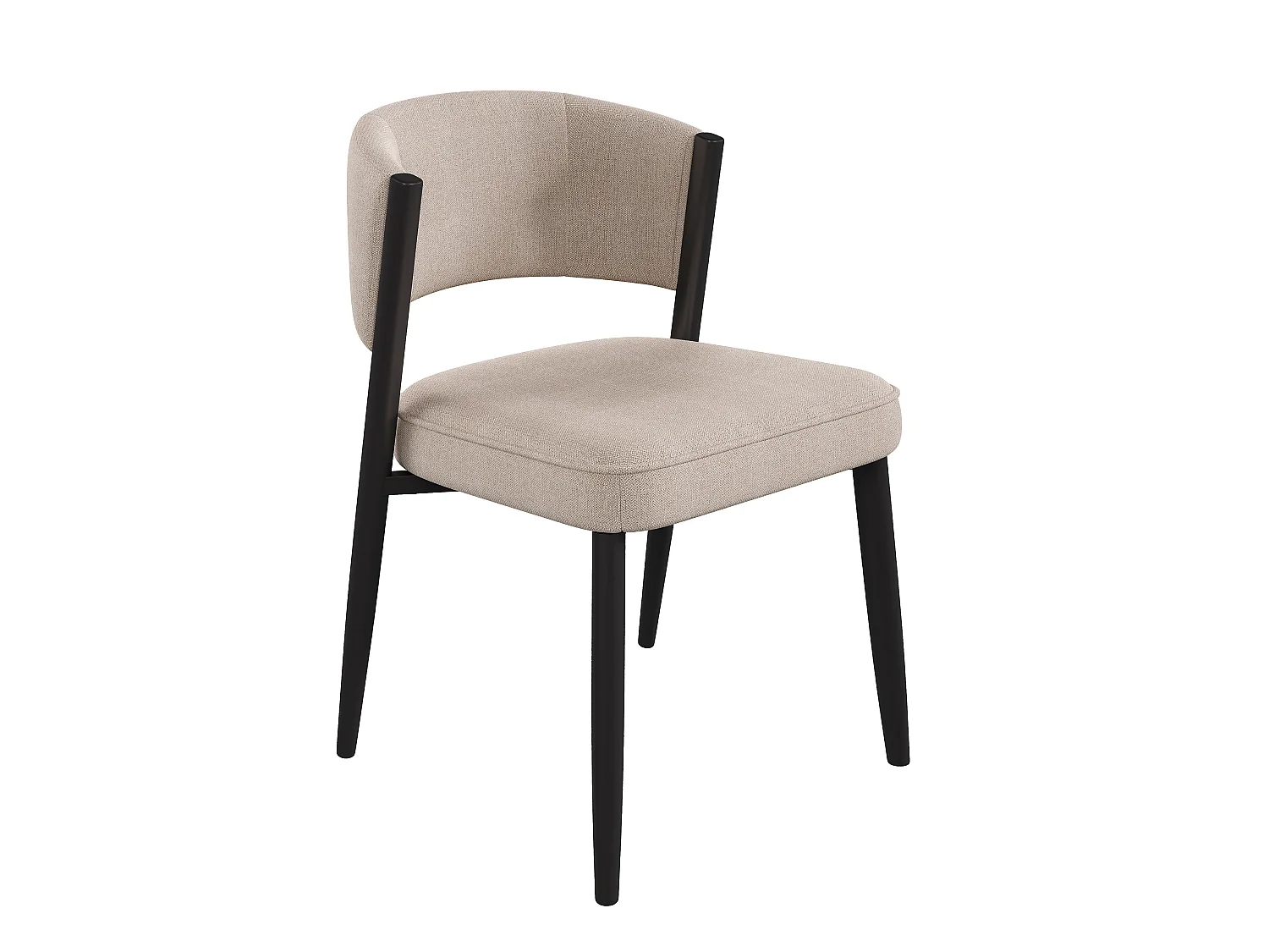 Zestaw 4 krzeseł metalowych - Styl nowoczesny - Tkanina welurowa taupe - Nogi metalowe - Czarny + Taupe