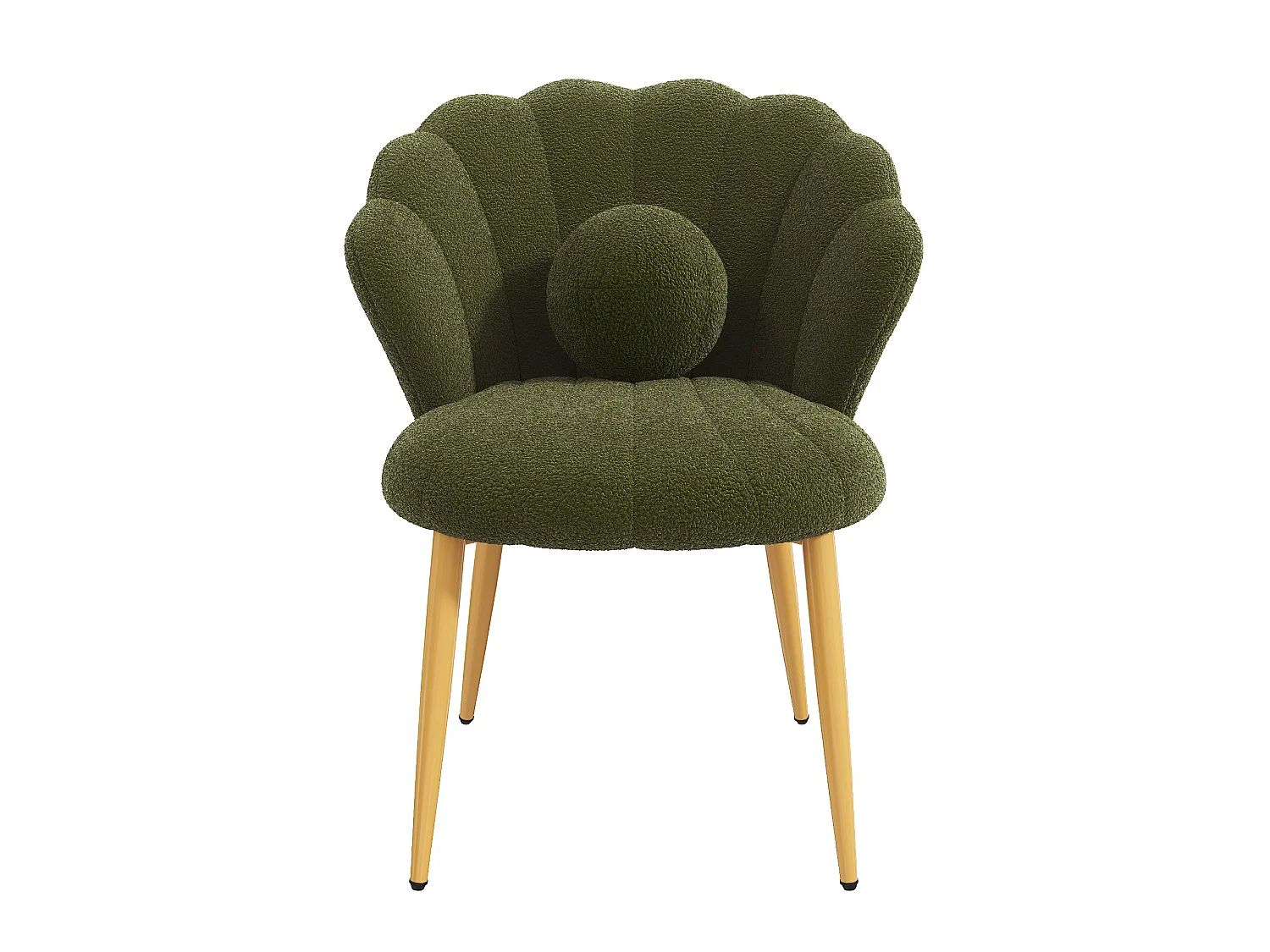 Lot de 4 chaises – Rembourrées – Pieds en métal doré – vert