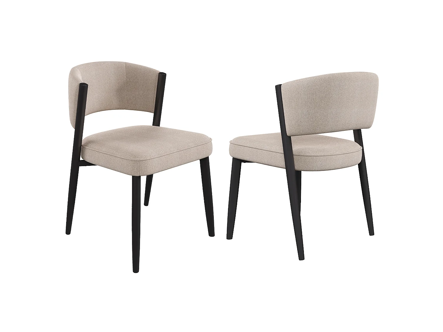Zestaw 2 krzeseł metalowych - Styl nowoczesny - Tkanina chenille taupe - Nogi metalowe - Czarny + Taupe
