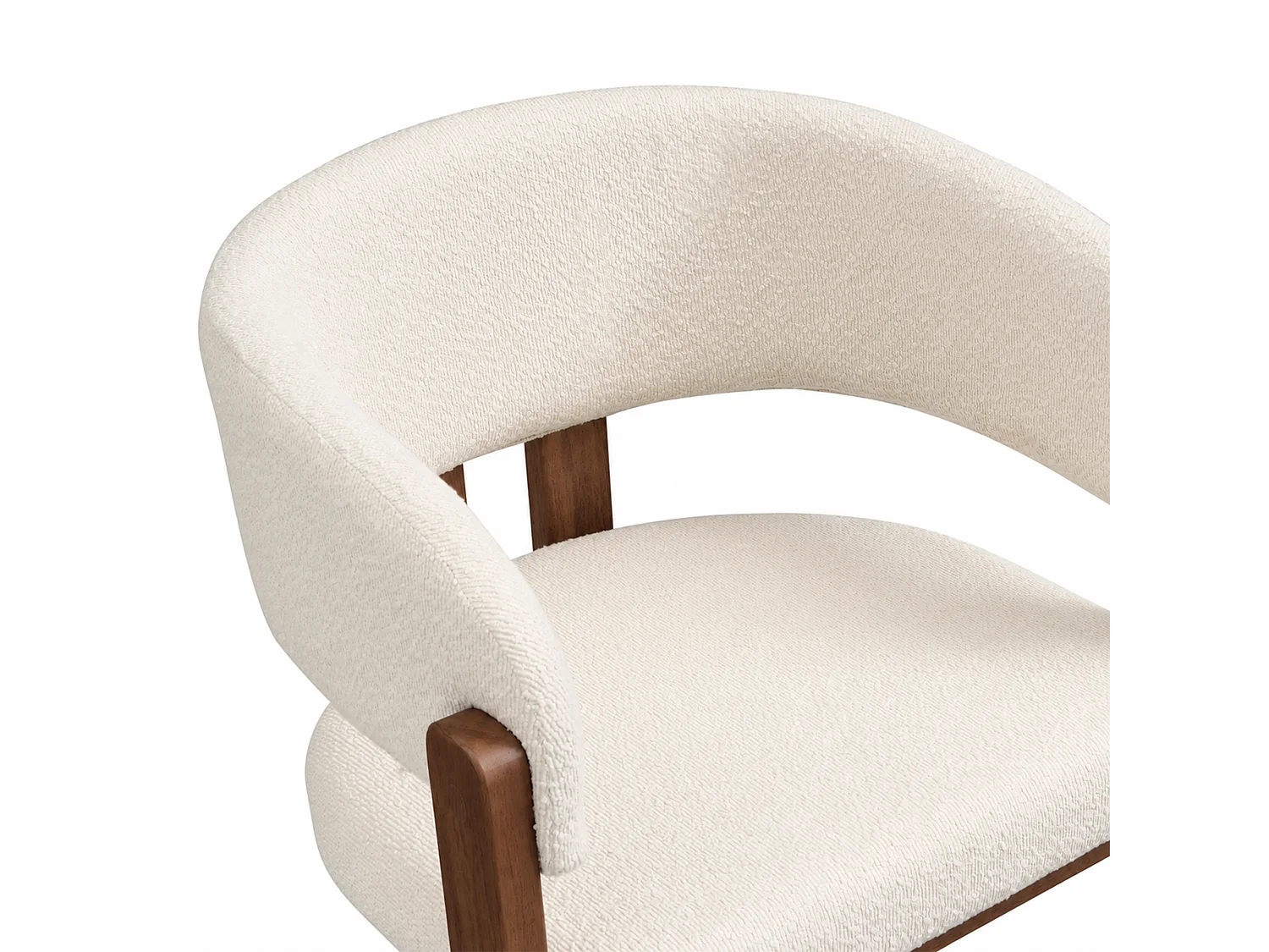 Lot de 2 chaises en bois massif avec accoudoirs - Structure en bois massif - Tissu bouclé - Marron