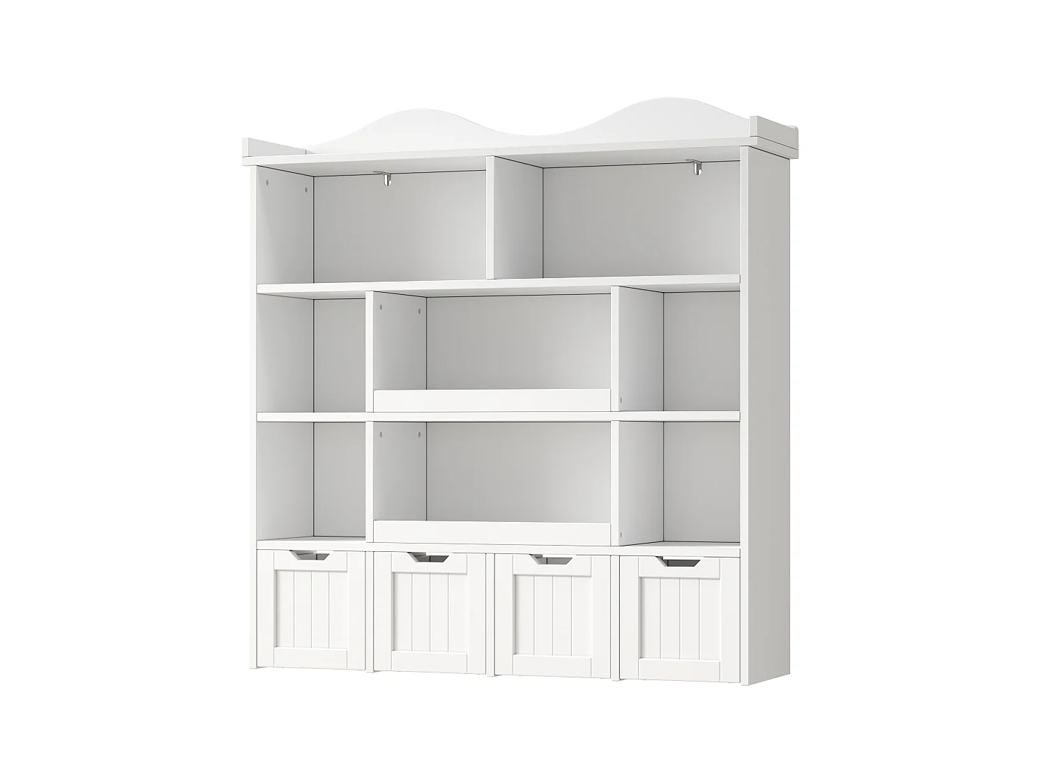 Bibliothèque et présentoir à livres - Meuble de rangement enfant avec 4 tiroirs amovibles - MDF - 120x30x131 cm - Blanc