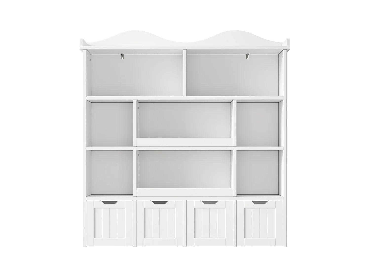 Bibliothèque et présentoir à livres - Meuble de rangement enfant avec 4 tiroirs amovibles - MDF - 120x30x131 cm - Blanc