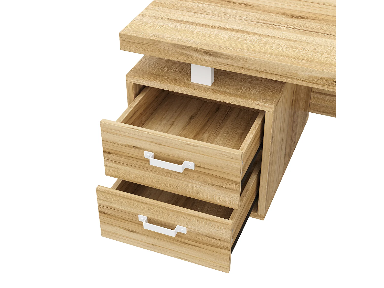 Bureau moderne 135x54x76cm - Avec 3 tiroirs - Plateau spacieux - MDF et acier - Finition effet noyer - Naturel