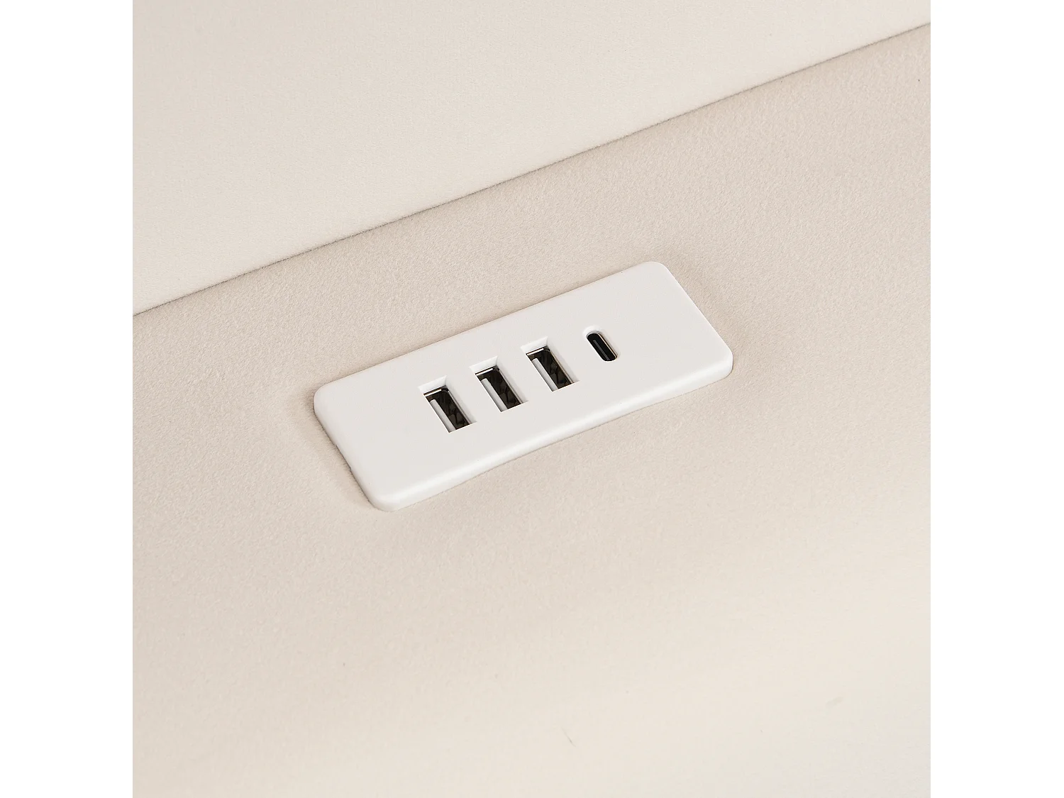 Lit coffre pour enfants 140x200cm - avec éclairage LED et un port de charge USB - tissu velours - Blanc + Bleu (sans matelas)