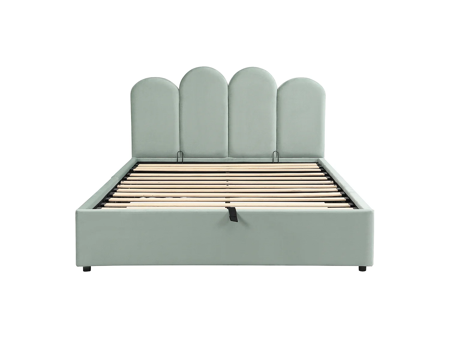 Lit coffre pour enfants 140x200cm - espace de rangement de grande capacité - avec sommier à lattes - tissu velours - vert clair (sans matelas)