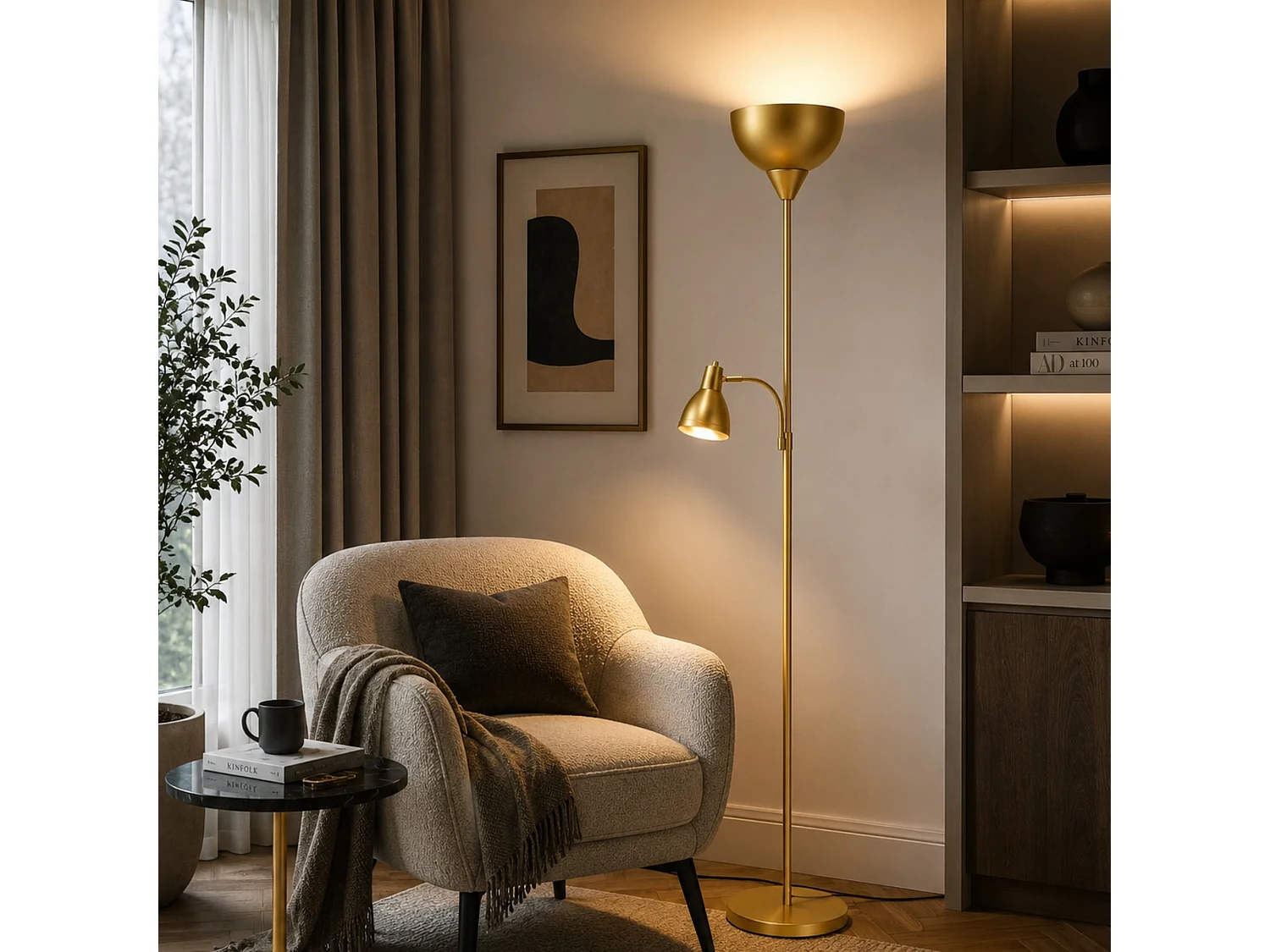 Lampadaire en métal "Sir" - 40 x 40 cm - Doré