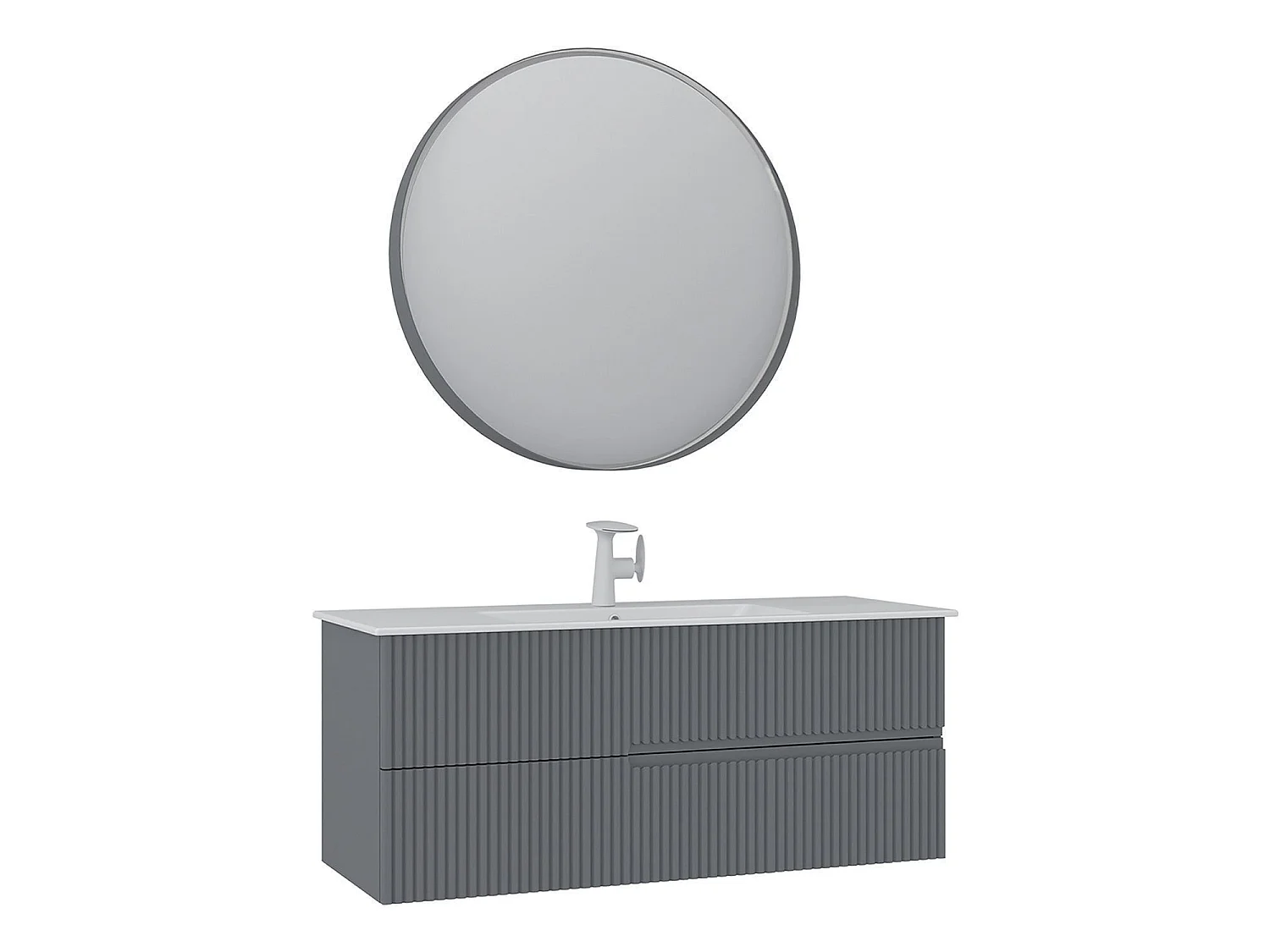 Wastafelmeubel met spiegel (2-delig) "Moonlight 120 v2" - 121 x 51 x 51 cm - Matgrijs