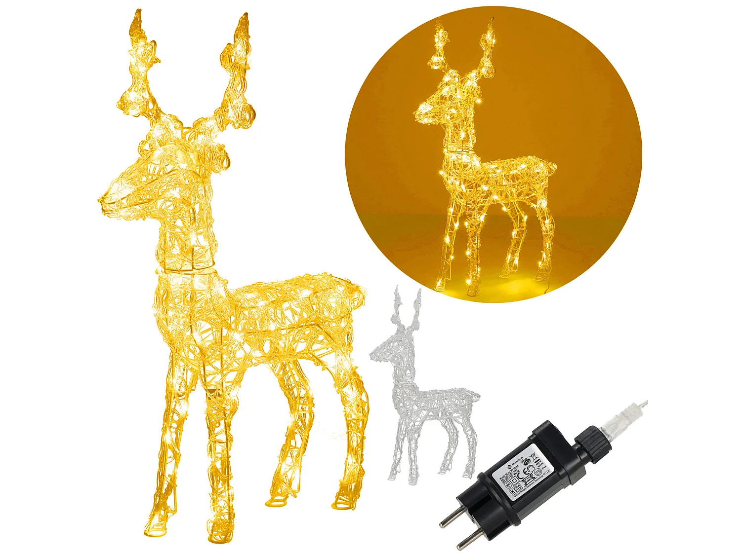 Figurine décorative LED renne debout lumière blanche chaude Noël