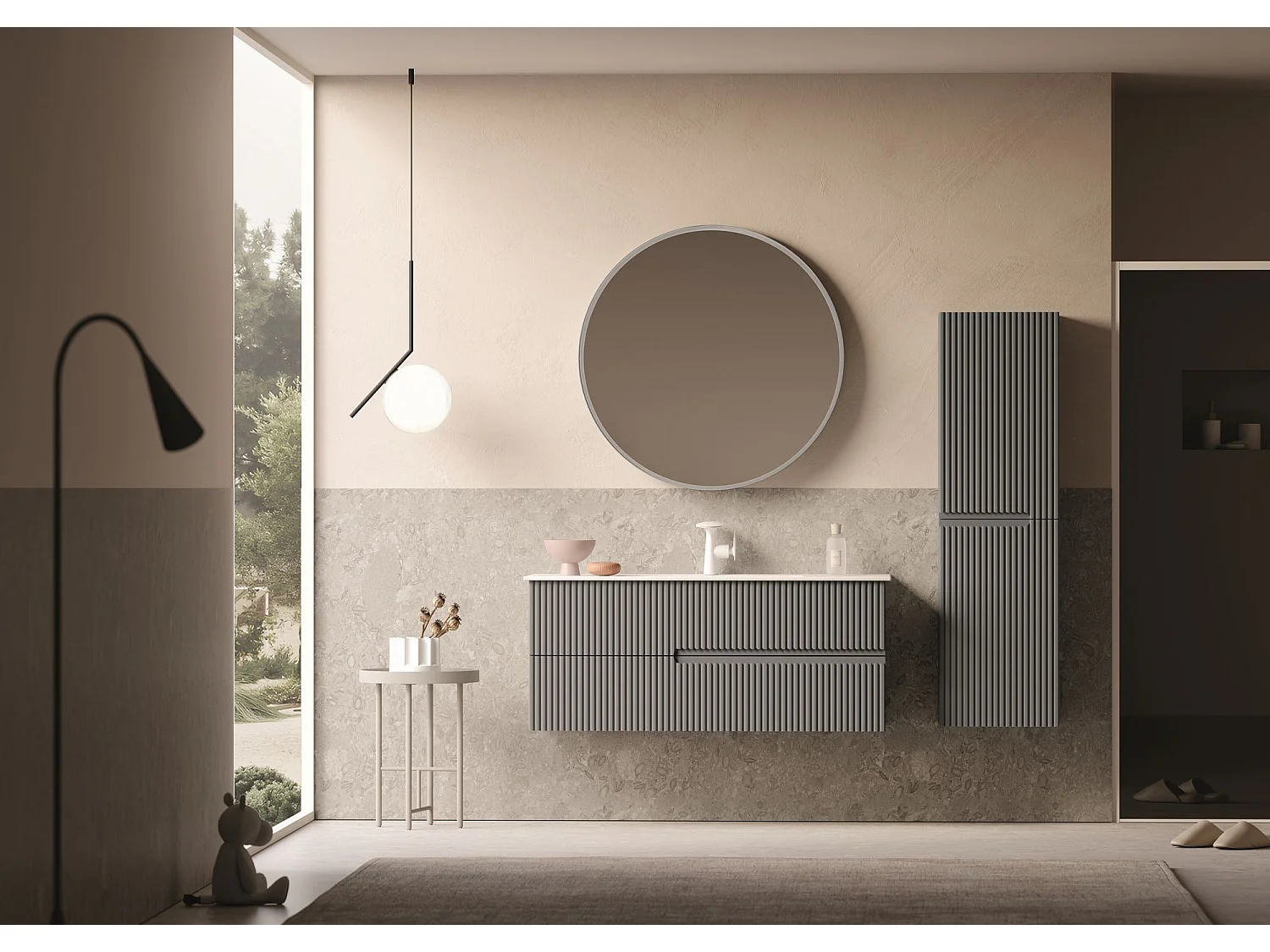 Wastafelmeubel "Moonlight 120" - 121 x 51 x 51 cm - Matgrijs