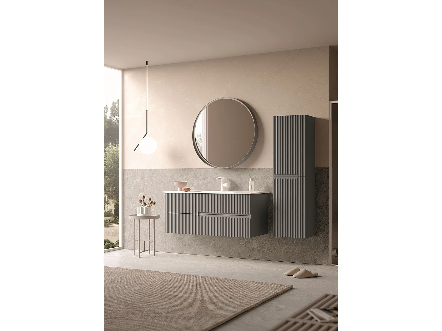 Wastafelmeubel "Moonlight 120" - 121 x 51 x 51 cm - Matgrijs