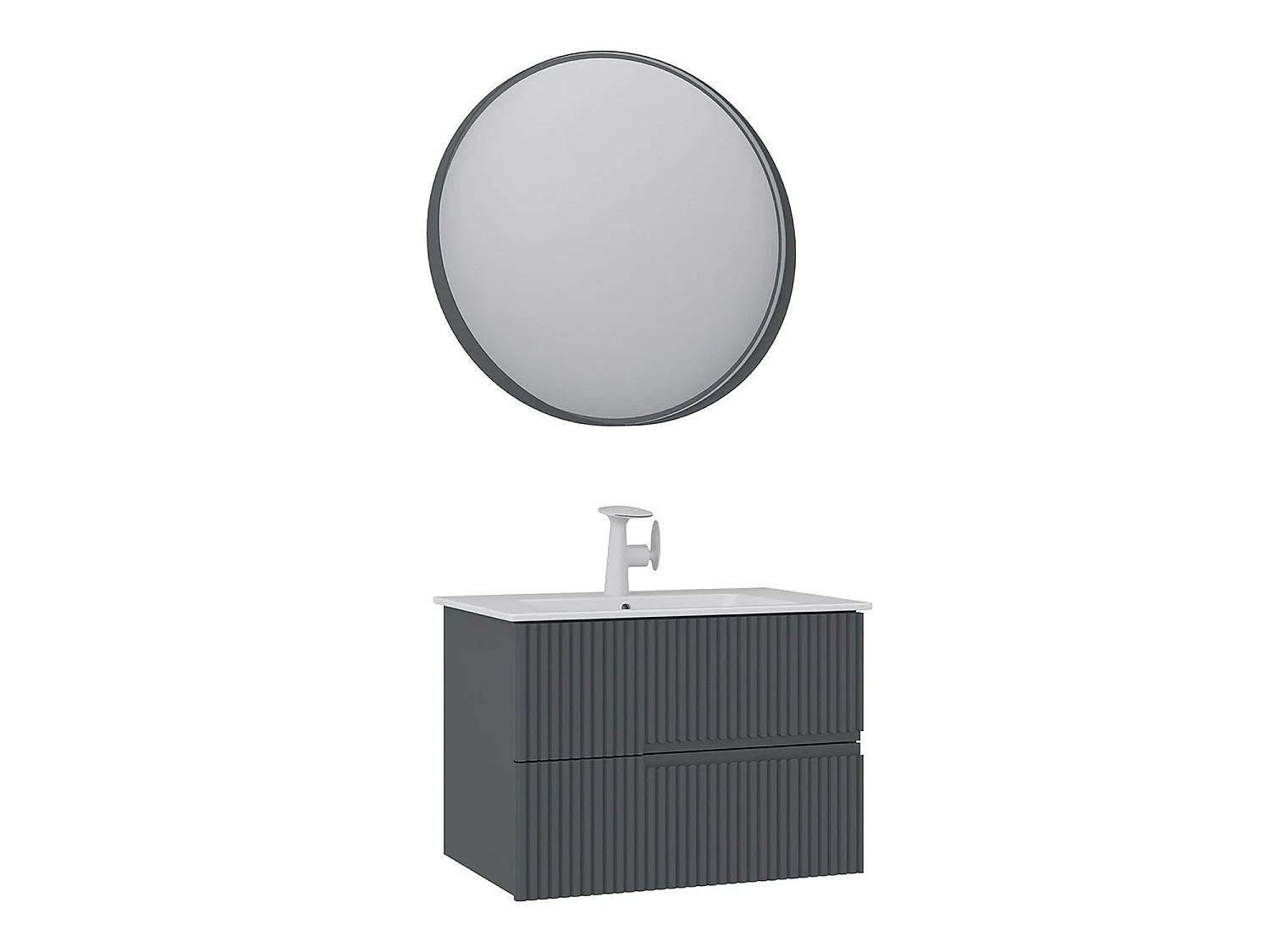 Wastafelmeubel met spiegel (2-delig) "Moonlight 70 v2" - 71 x 51 x 51 cm - Mat antraciet