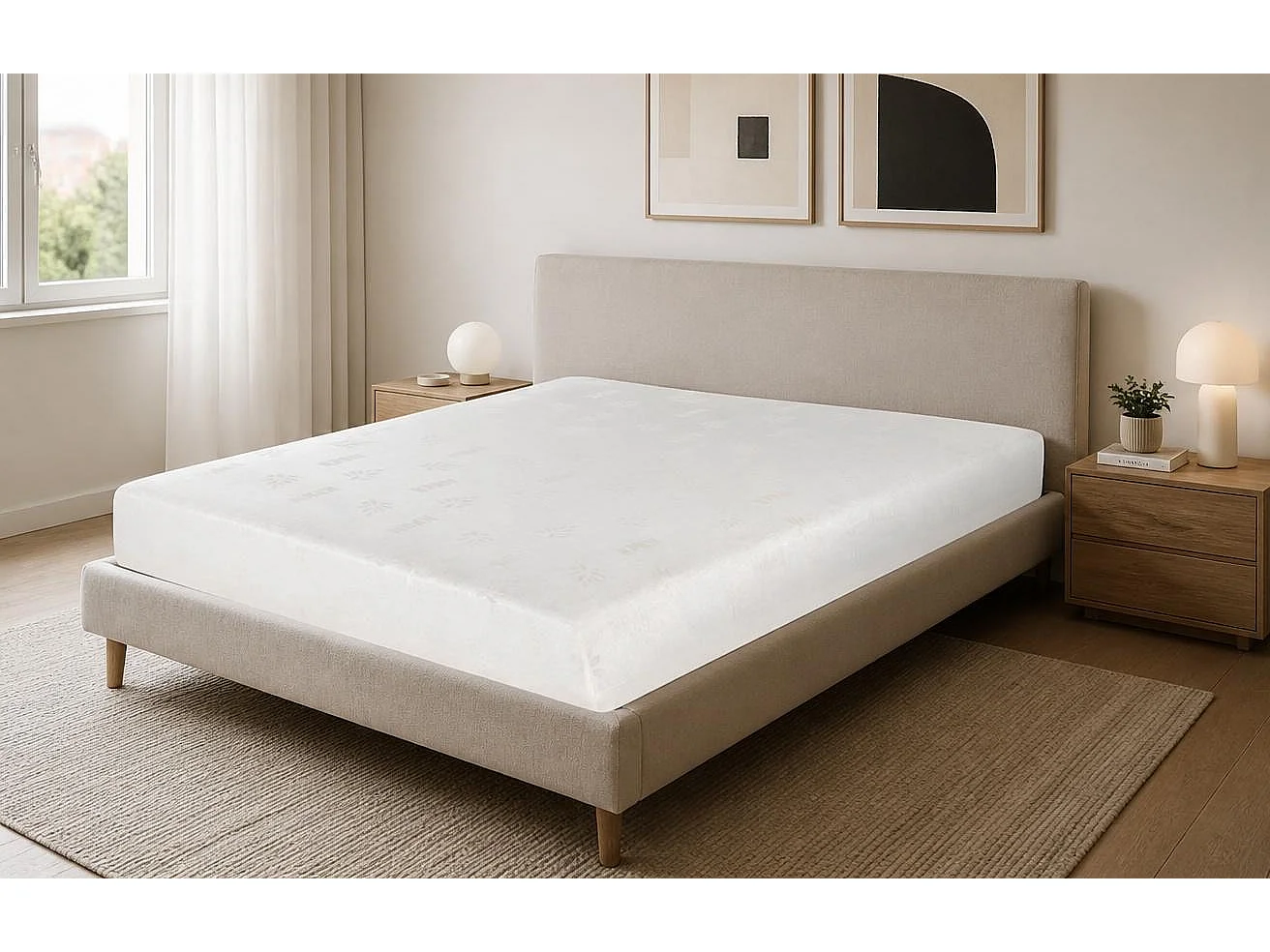 Materasso a Molle Bonnell con Rete Integrata, Struttura in Legno, Imbottitura in Fibre di Cotone, Altezza 23 cm 140x200 cm MMI