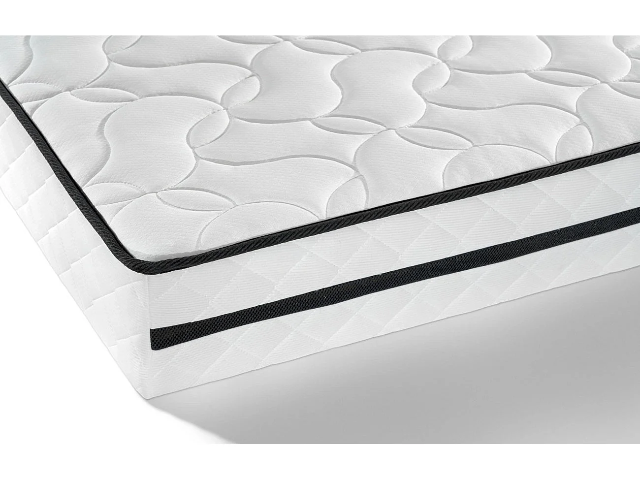 Materasso in Poliuretano con Rete Integrata, Struttura in Legno, Rivestimento in Cotone Trapuntato, Altezza 22 cm 140x200 cm MSI
