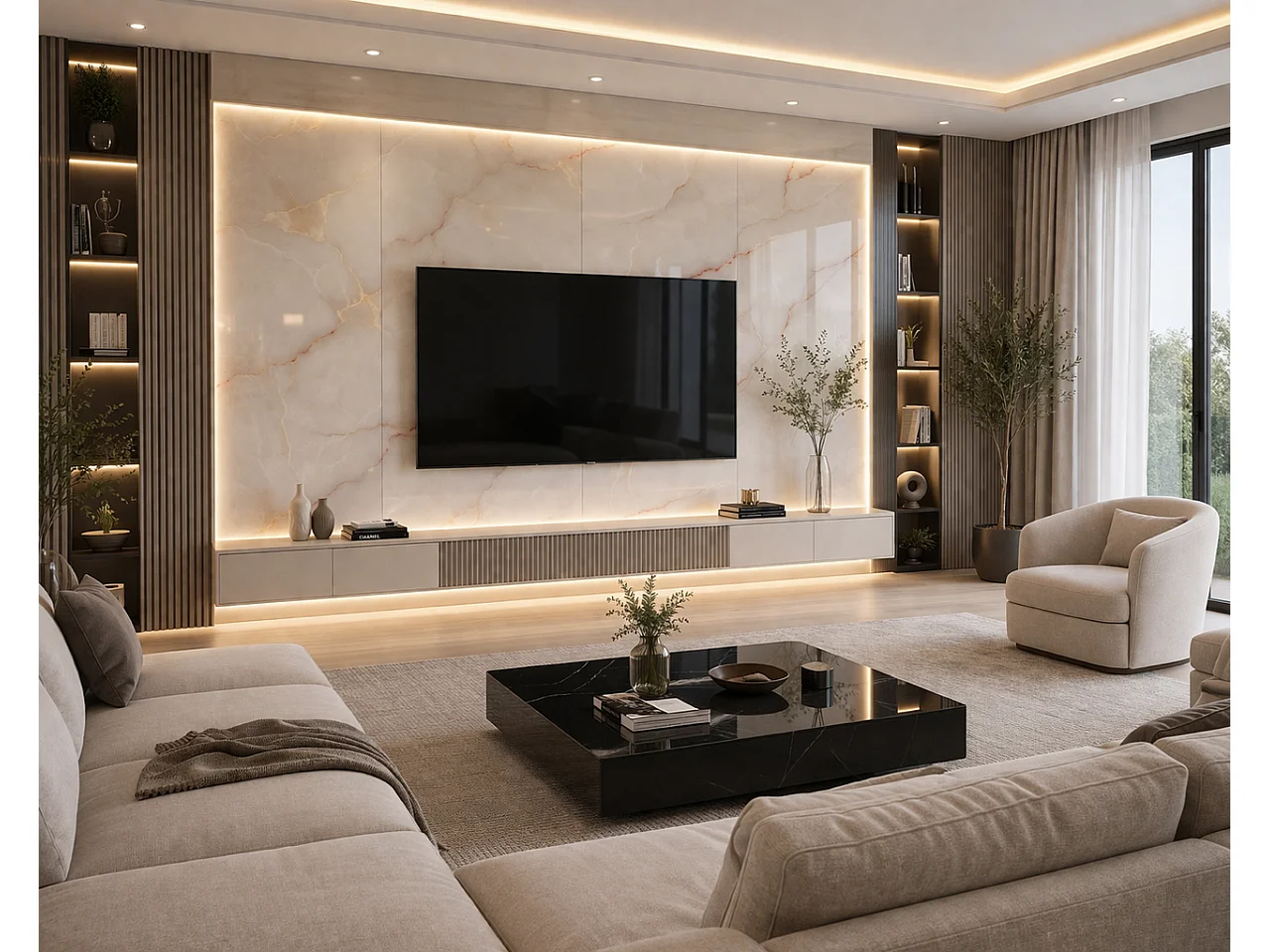 Panneau mural effet marbre Protocole Home, 122 x 260 cm, polyéthylène 3 mm