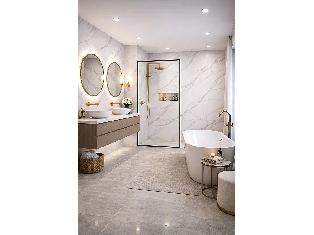 Panneau mural salle de bain Protocole Home effet marbre 122 x 260 cm, ép. 3 mm PS103