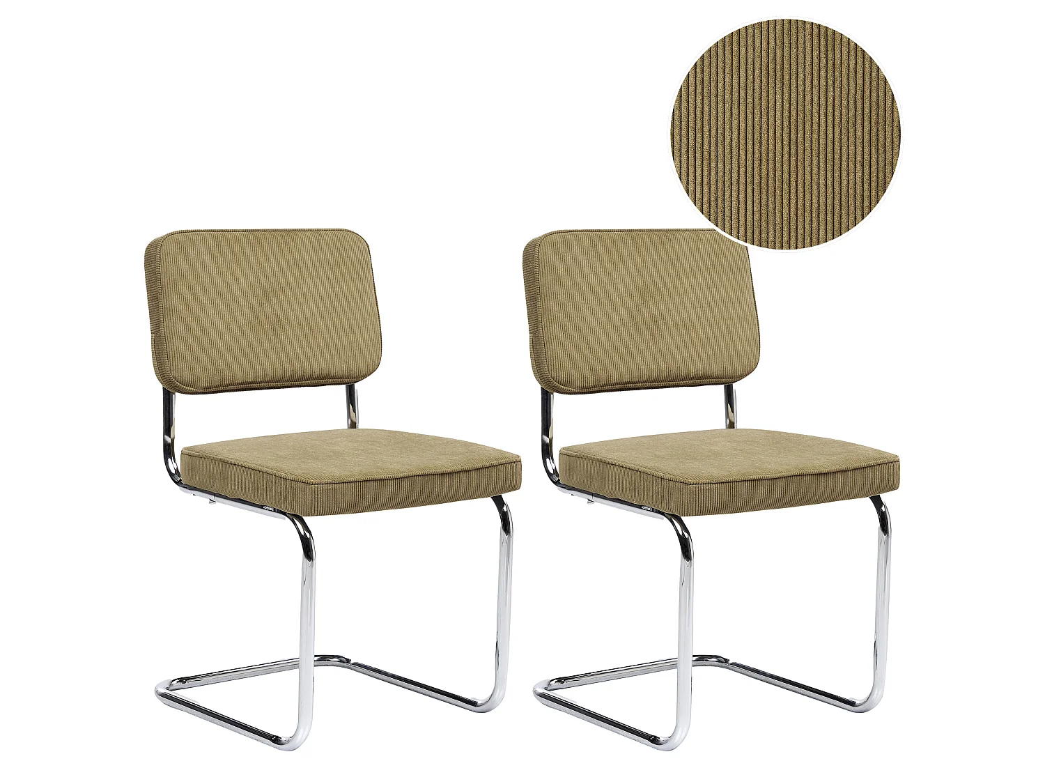 Lot de 2 chaises de salle à manger IRWIN Velours côtelé Vert olive