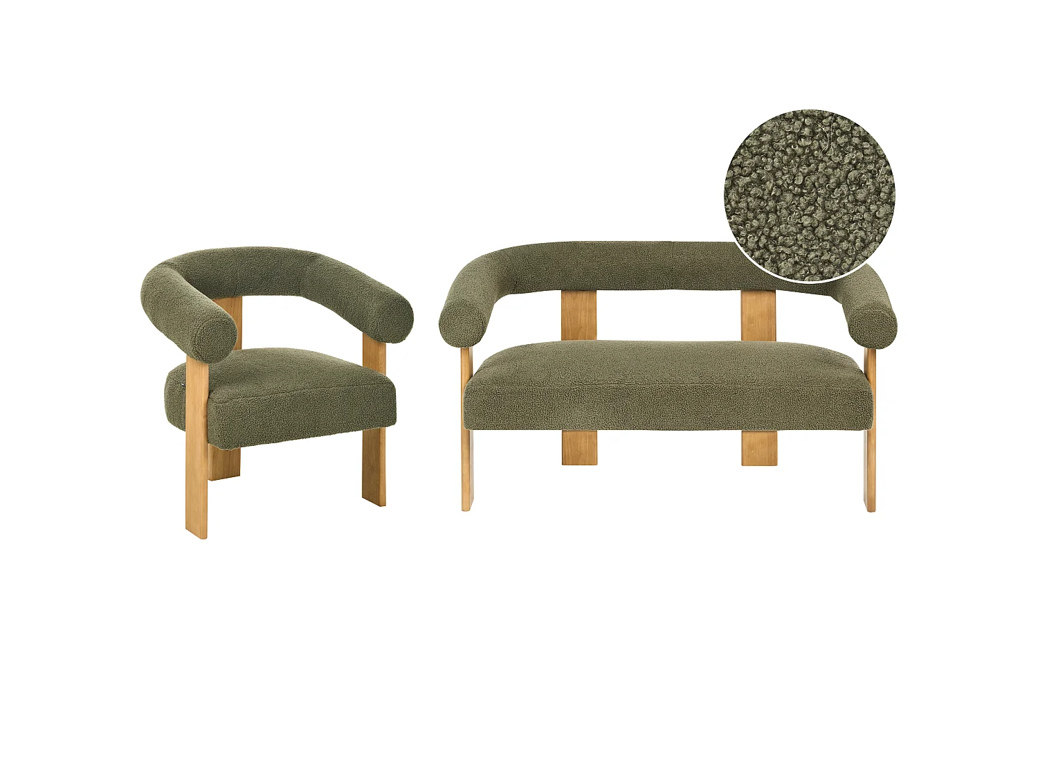 Ensemble de salon ILBRO Bouclé Vert/ Marron clair