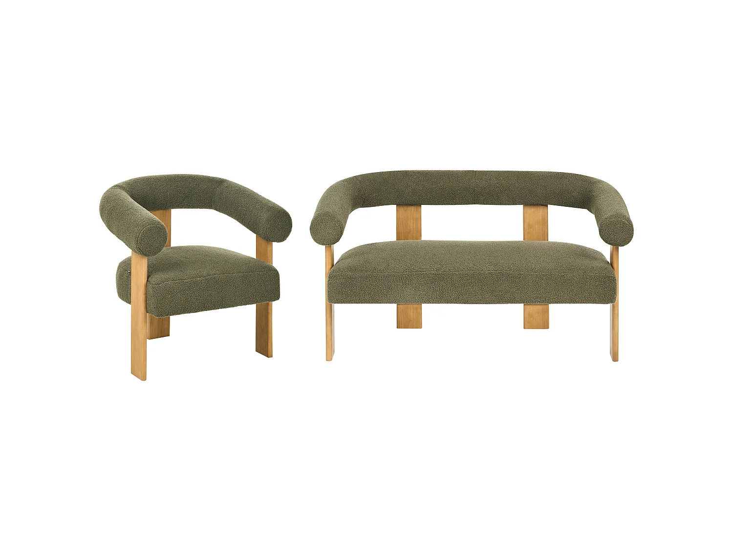 Ensemble de salon ILBRO Bouclé Vert/ Marron clair