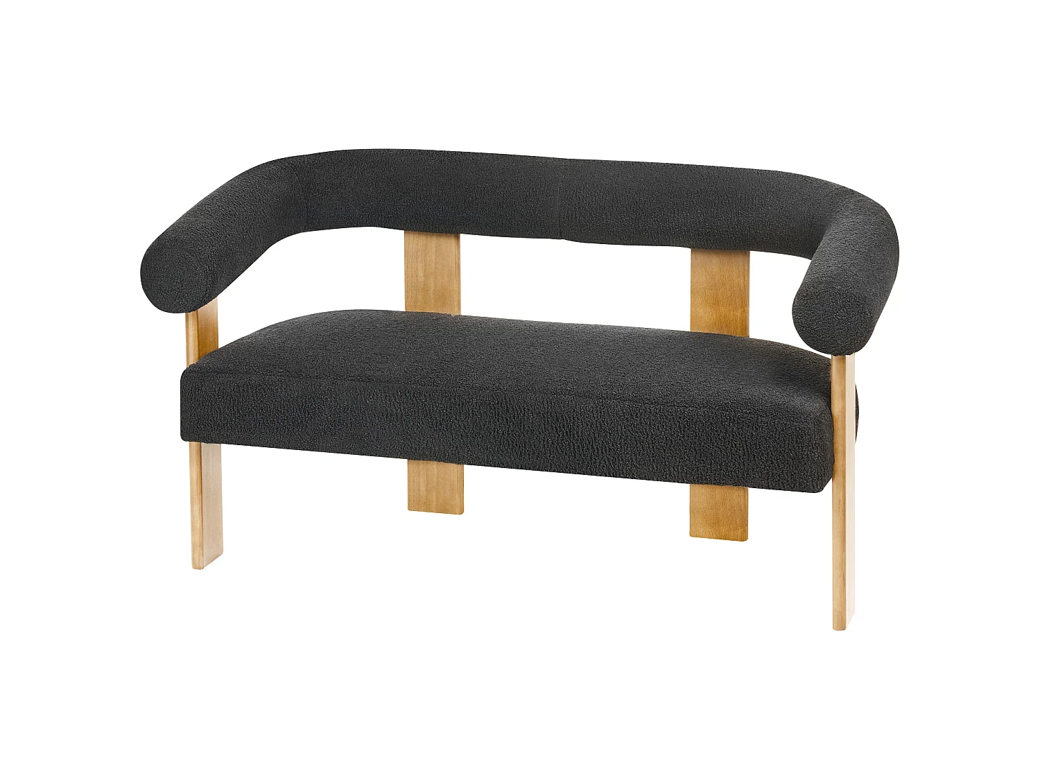 Ensemble de salon ILBRO Bouclé Noir/ Marron clair