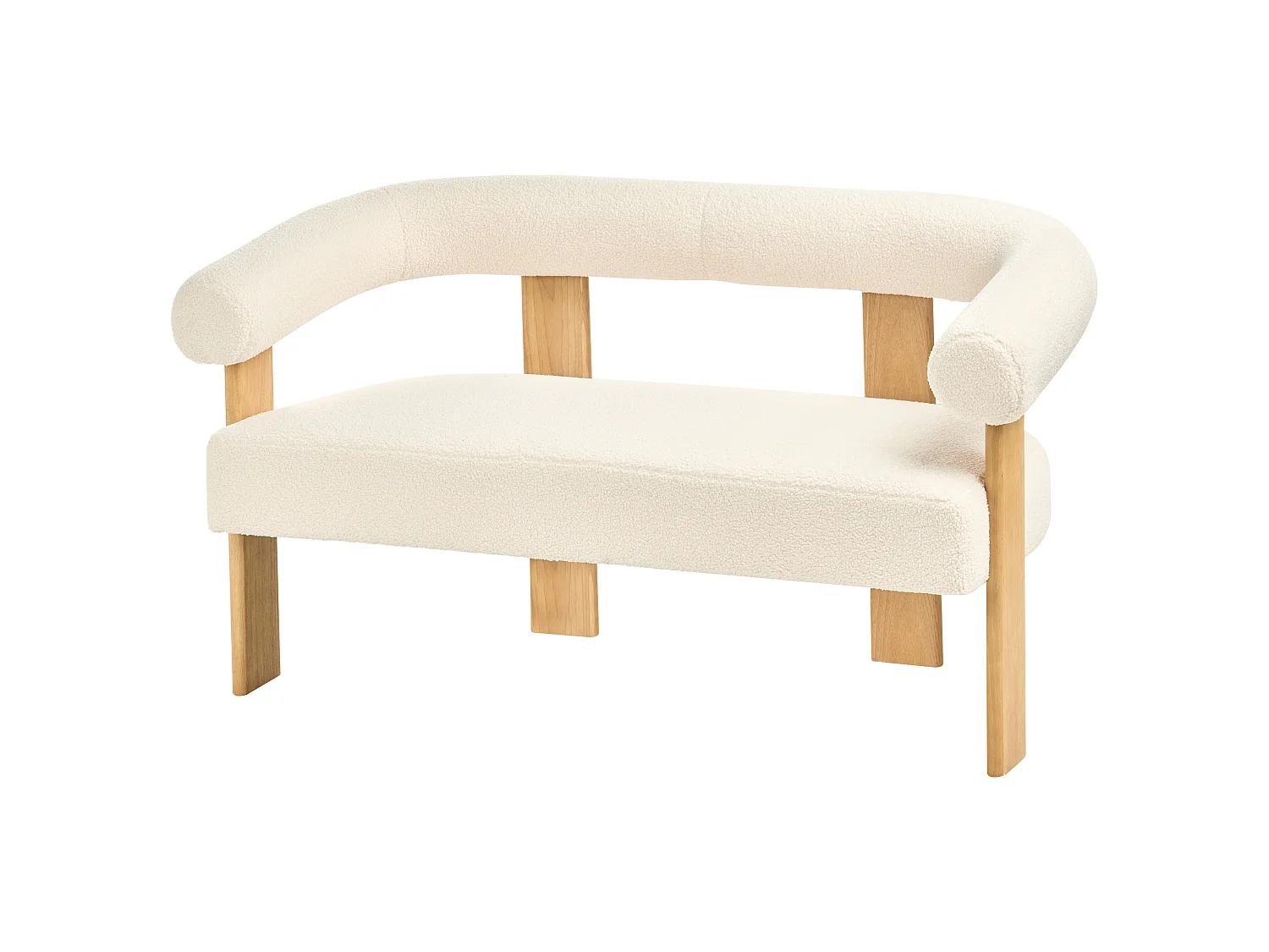 Ensemble de salon ILBRO Bouclé Blanc cassé/ Marron clair