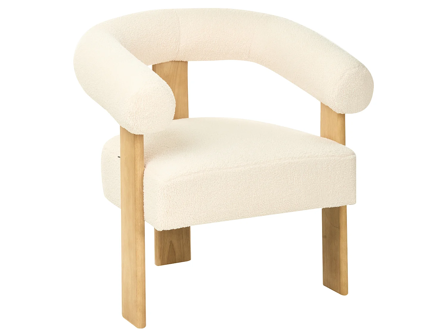 Ensemble de salon ILBRO Bouclé Blanc cassé/ Marron clair