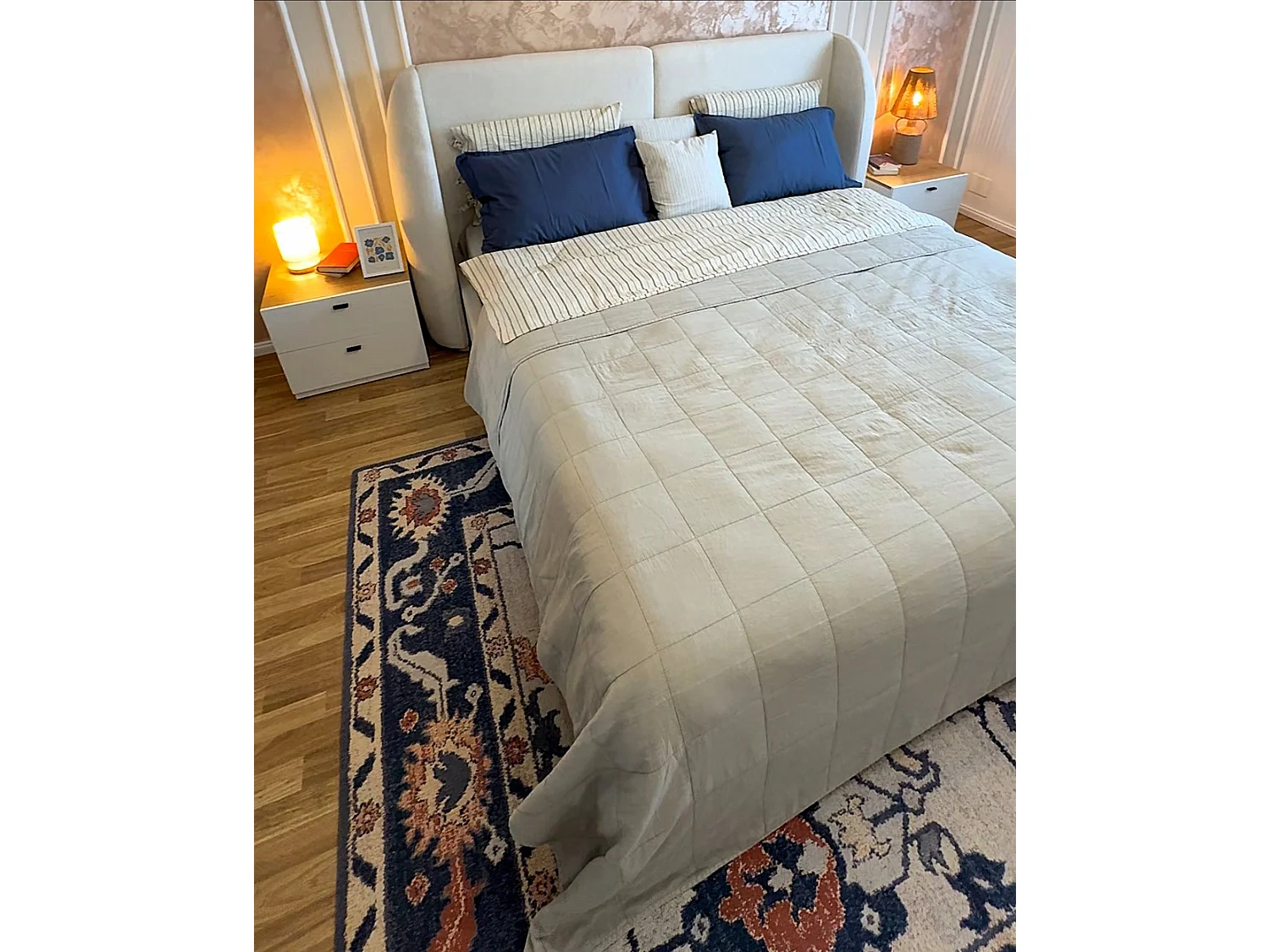 Letto contenitore Tessuto MONESTIER 180 x 200 cm Bianco sporco