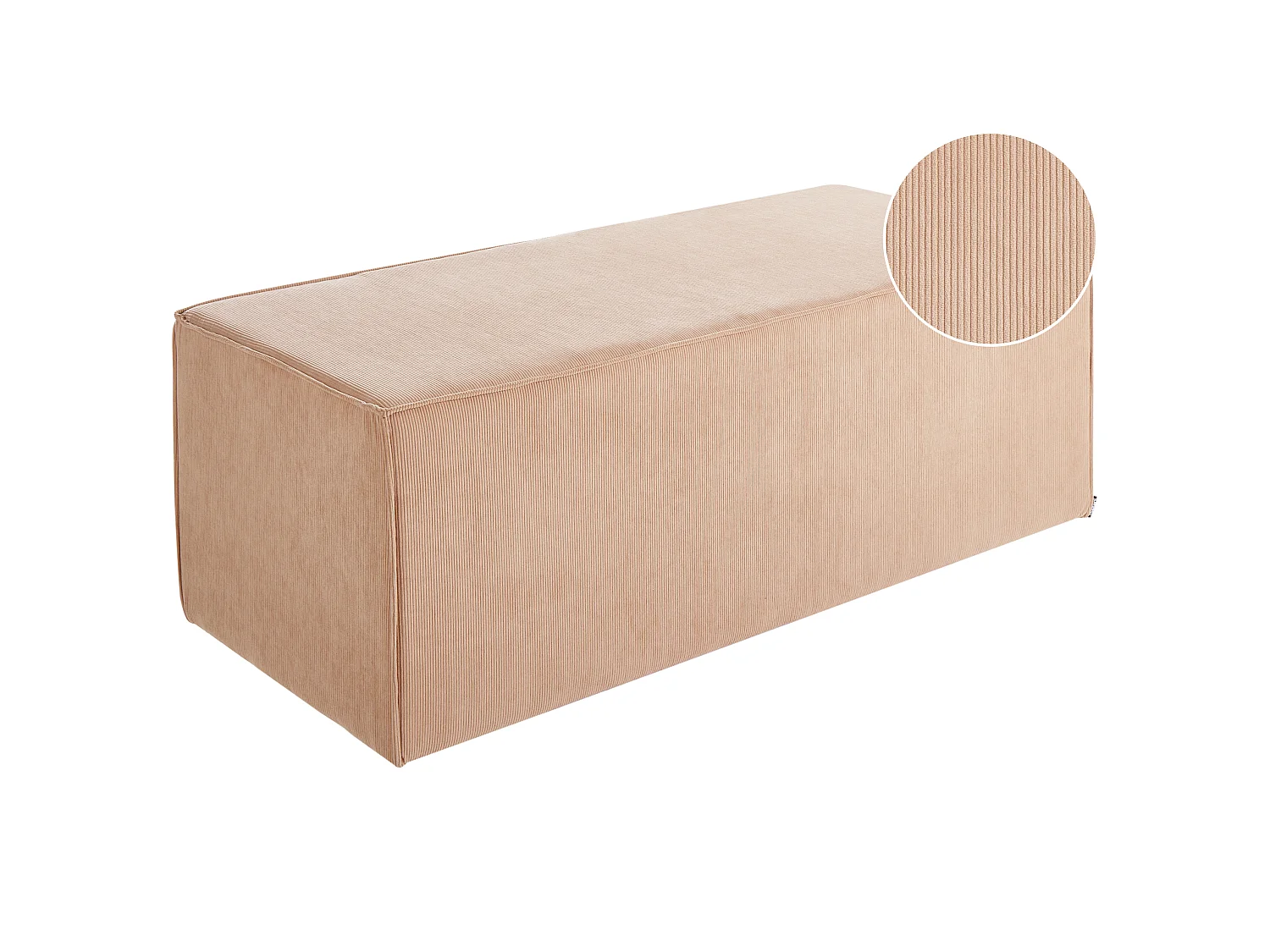 Pouf VINITA Velluto a coste Beige 120 cm 55 cm 43 cm