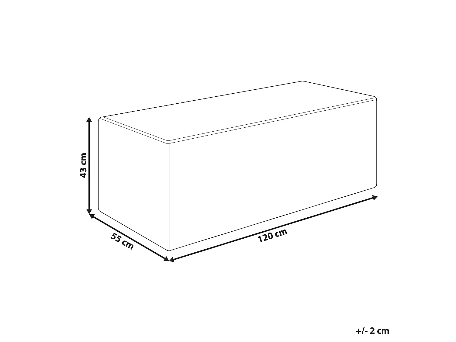 Pouf VINITA Velluto a coste Beige 120 cm 55 cm 43 cm