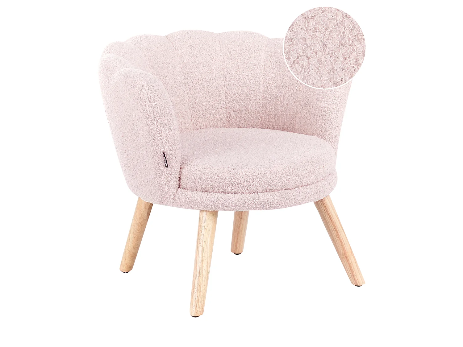 Fauteuil pour enfants en bouclé rose pastel HALBY
