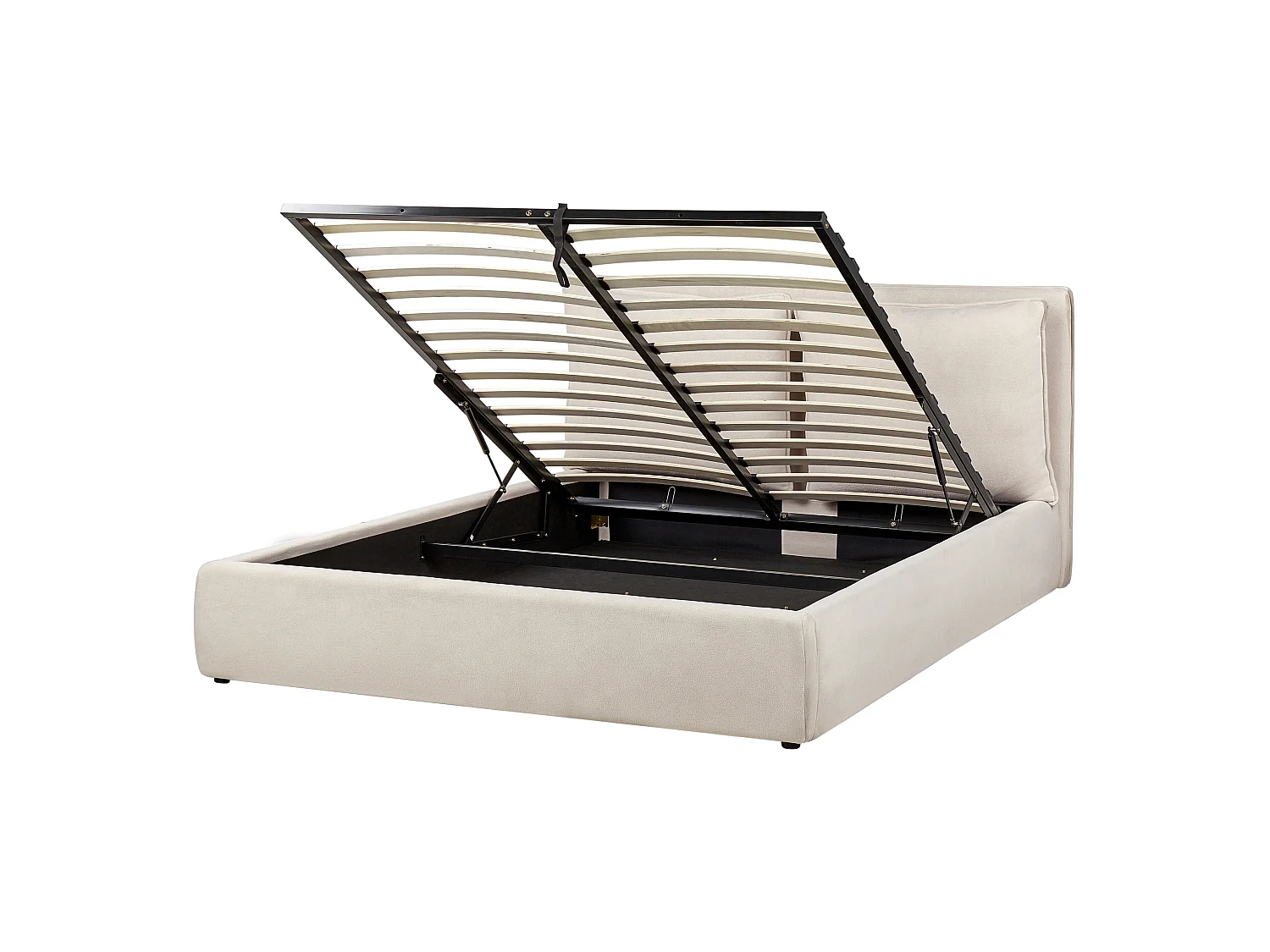 Cama baú Tecido BAJONNA 160 x 200 cm Creme claro