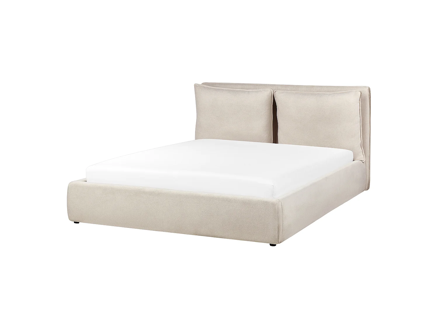 Cama baú Tecido BAJONNA 160 x 200 cm Creme claro