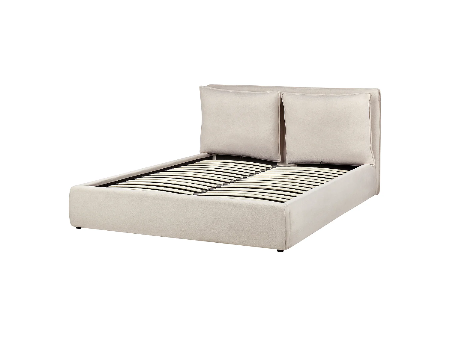Cama baú Tecido BAJONNA 160 x 200 cm Creme claro