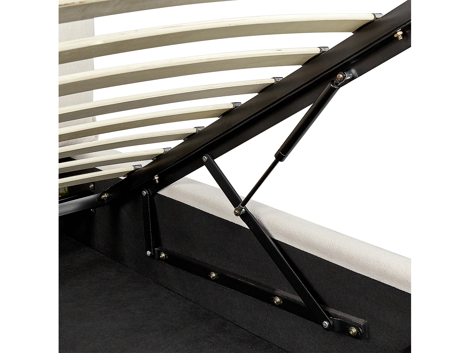 Cama baú Tecido BAJONNA 160 x 200 cm Creme claro
