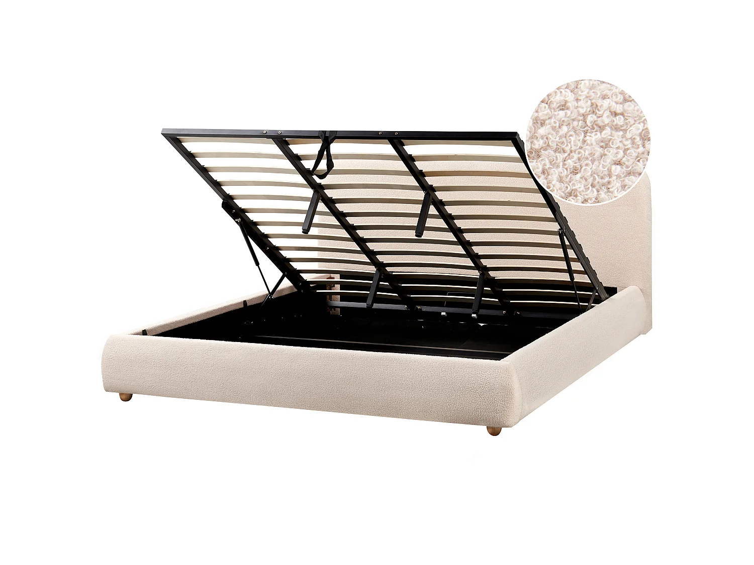 Lit ottoman Bouclé BLAGNAC 180 x 200 cm Beige clair
