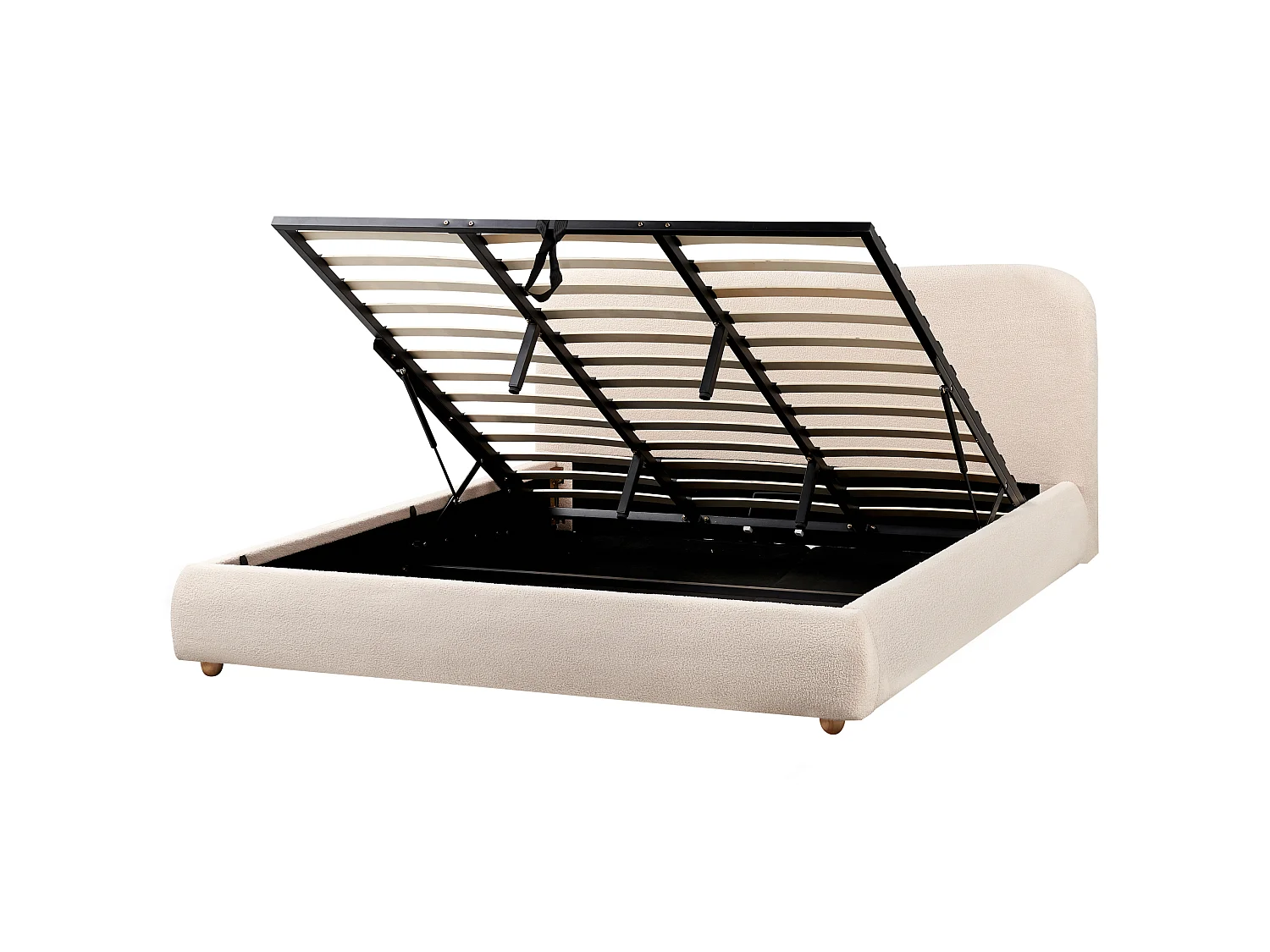 Lit ottoman Bouclé BLAGNAC 180 x 200 cm Beige clair