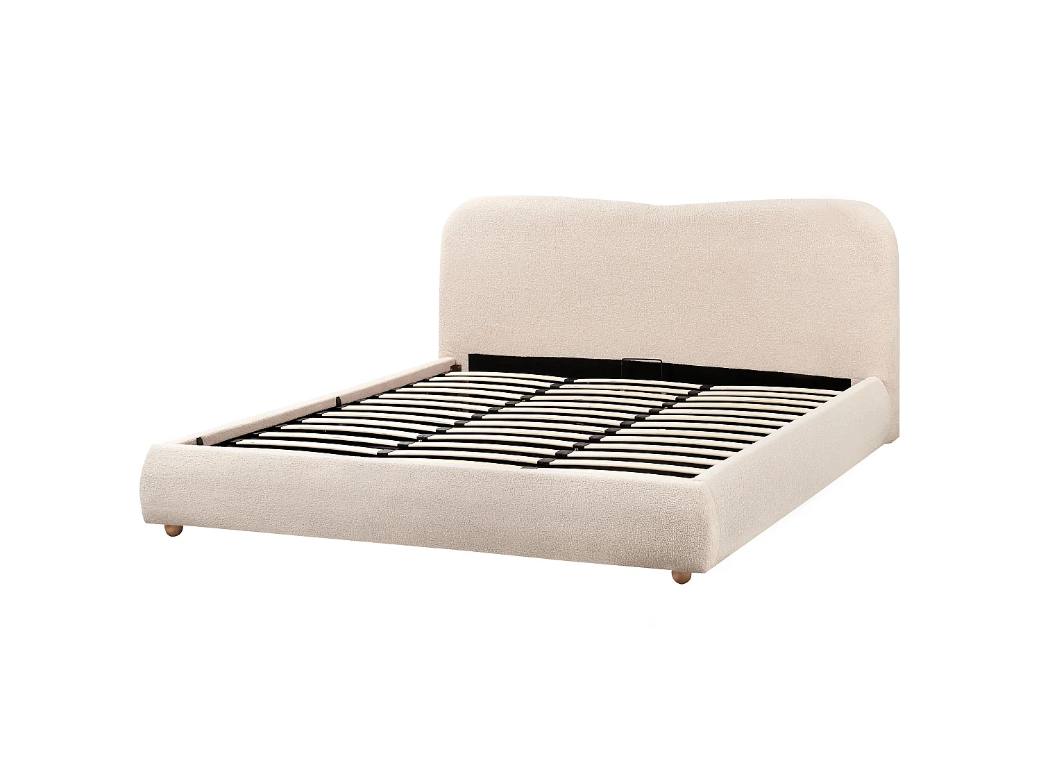 Lit ottoman Bouclé BLAGNAC 180 x 200 cm Beige clair