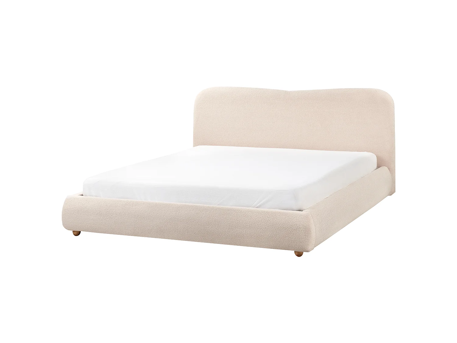 Lit ottoman Bouclé BLAGNAC 180 x 200 cm Beige clair