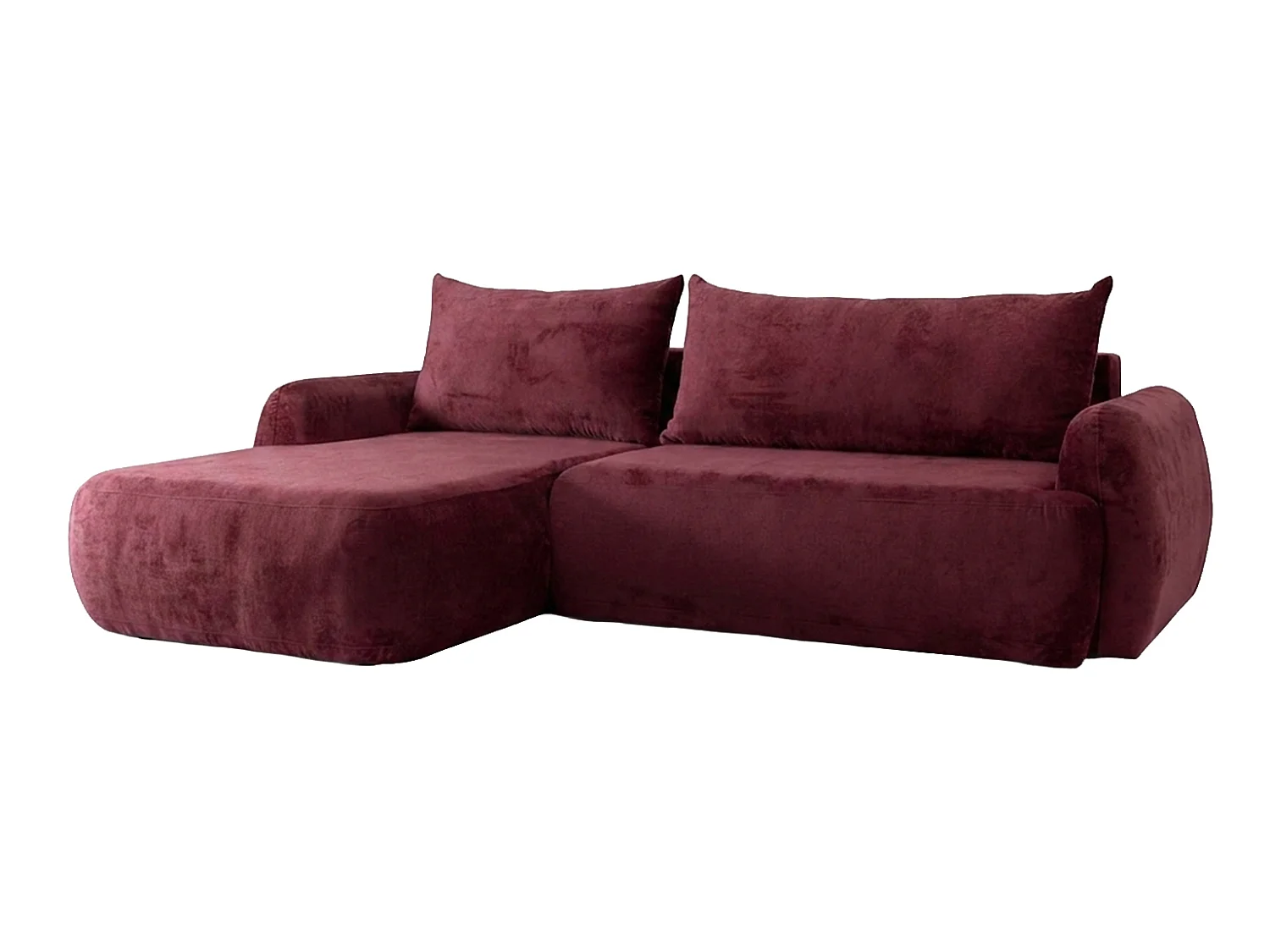 Canapé d'angle convertible avec coffre de rangement, tissu chenille Perfecto, Bordeaux, Angle gauche, HELA II