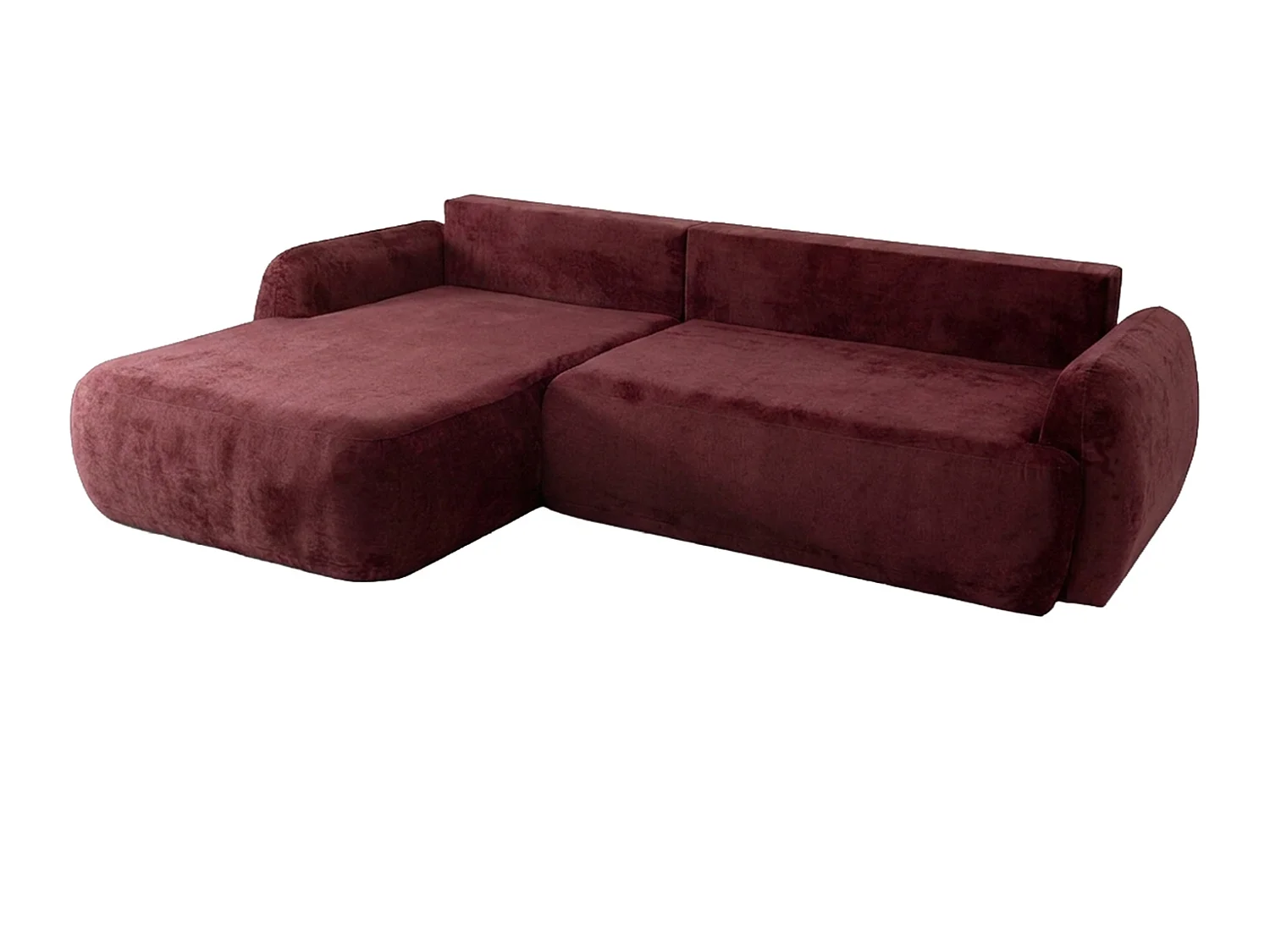Canapé d'angle convertible avec coffre de rangement, tissu chenille Perfecto, Bordeaux, Angle gauche, HELA II