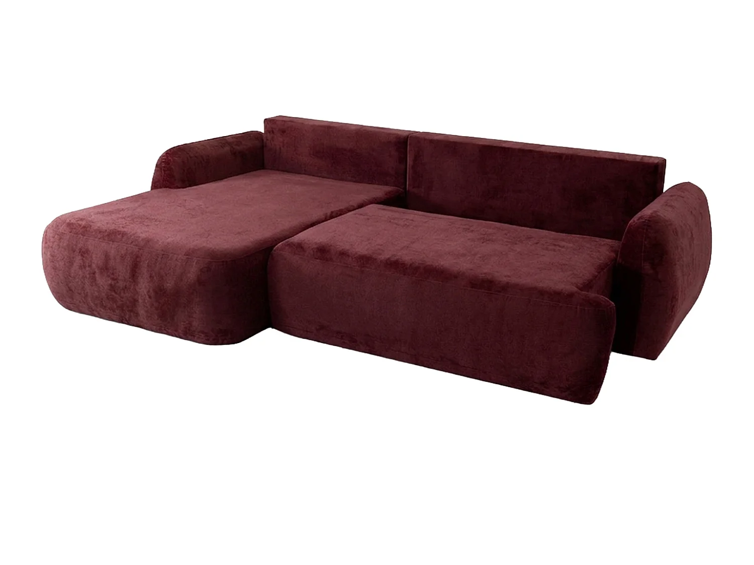 Canapé d'angle convertible avec coffre de rangement, tissu chenille Perfecto, Bordeaux, Angle gauche, HELA II