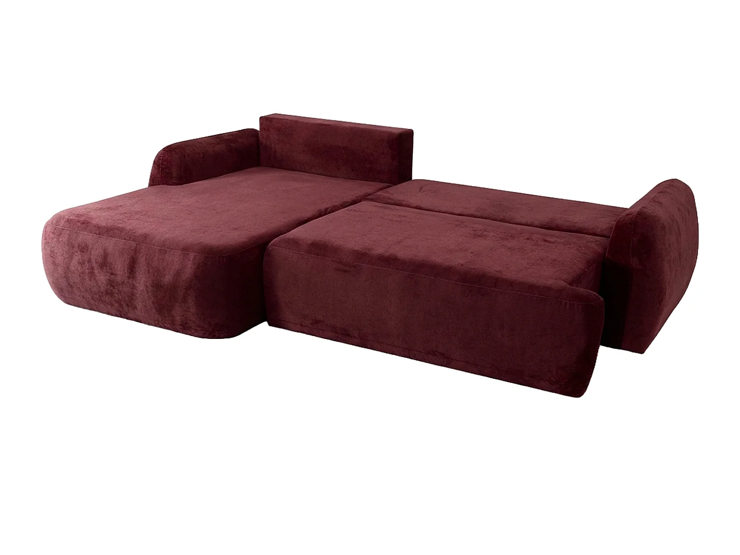 Canapé d'angle convertible avec coffre de rangement, tissu chenille Perfecto, Bordeaux, Angle gauche, HELA II