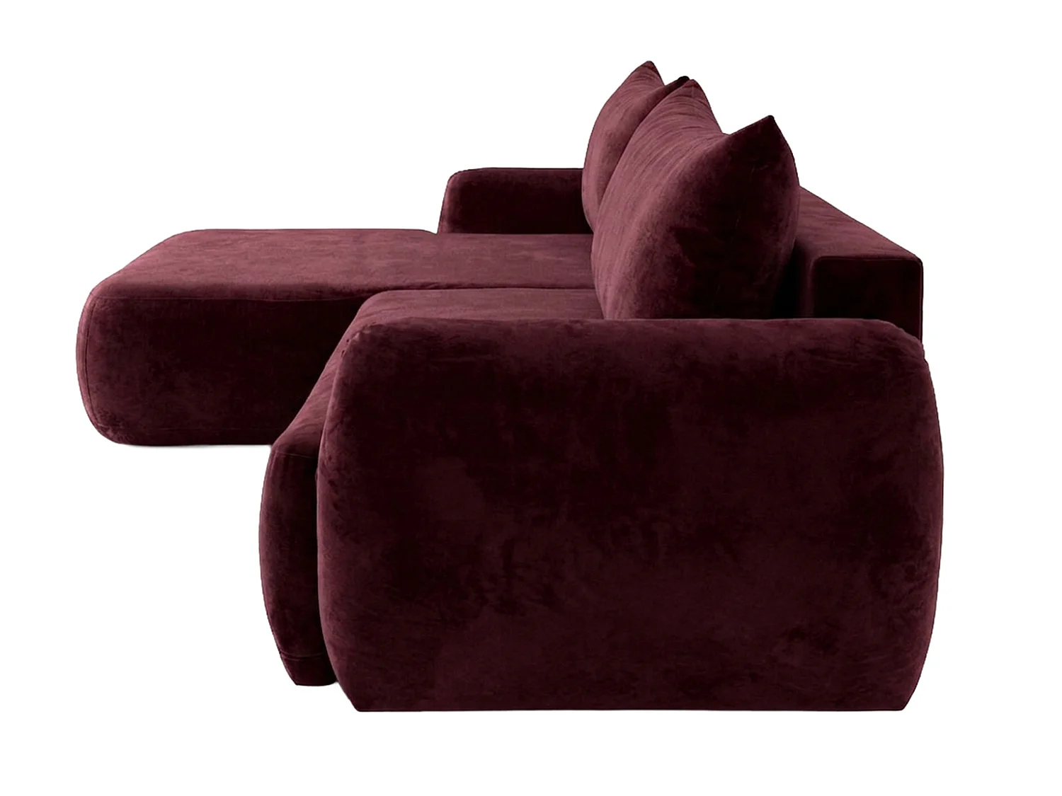 Canapé d'angle convertible avec coffre de rangement, tissu chenille Perfecto, Bordeaux, Angle gauche, HELA II