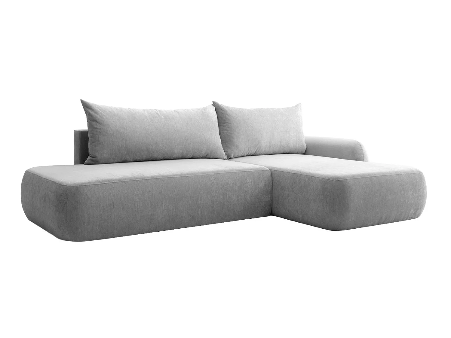 Canapé d'angle convertible avec coffre de rangement, velours Vena, Gris, Angle droit, HELA I