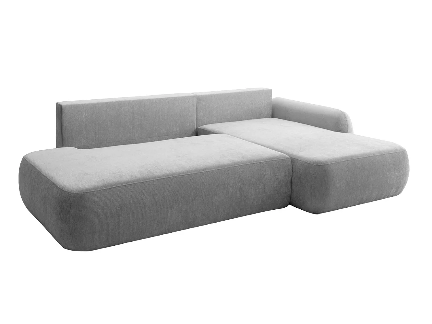 Canapé d'angle convertible avec coffre de rangement, velours Vena, Gris, Angle droit, HELA I
