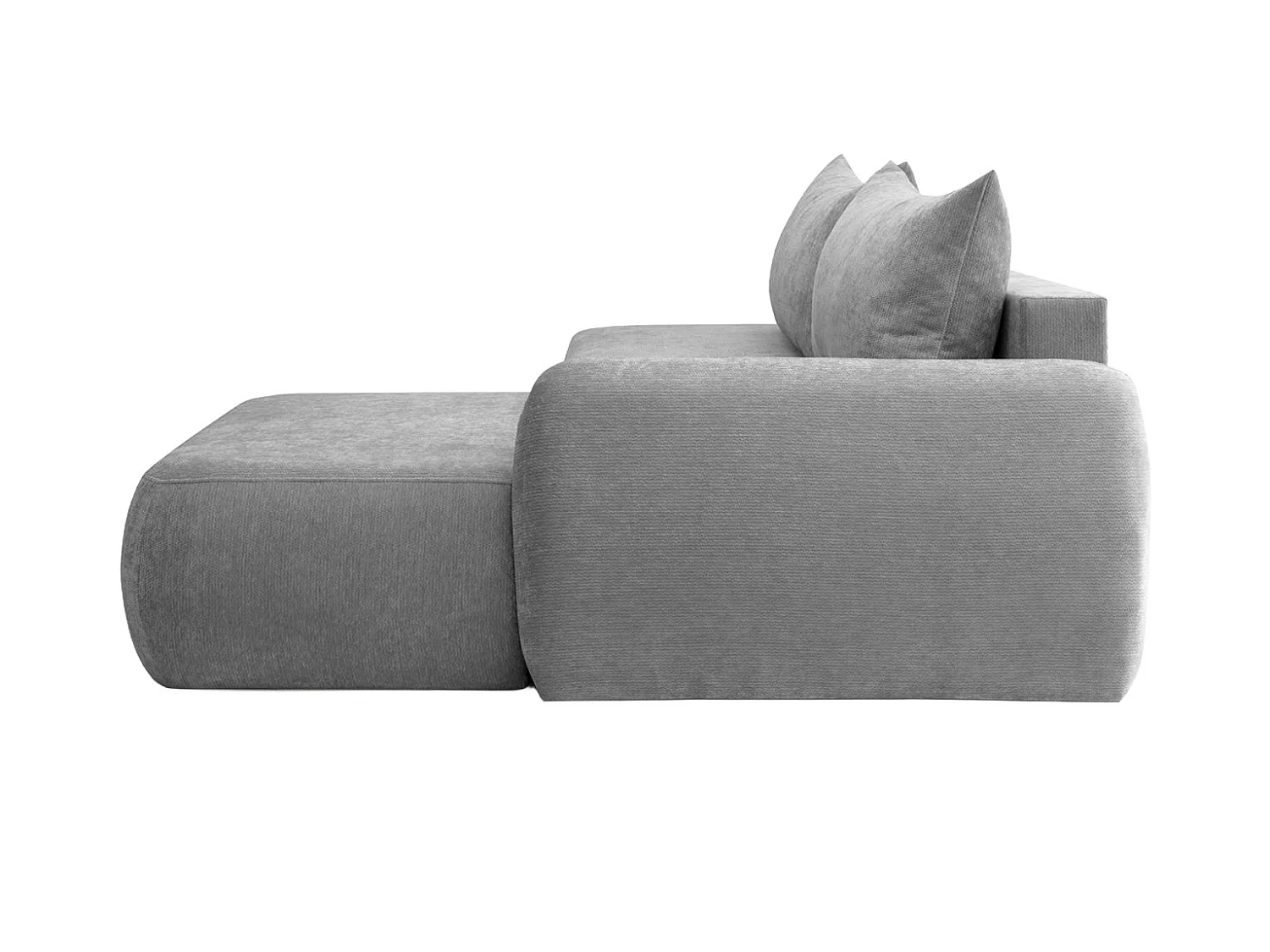 Canapé d'angle convertible avec coffre de rangement, velours Vena, Gris, Angle droit, HELA I
