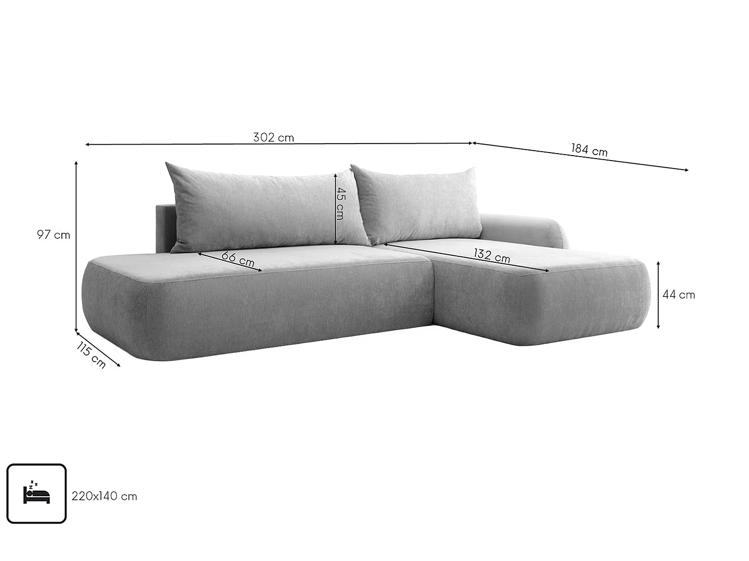 Canapé d'angle convertible avec coffre de rangement, velours Vena, Gris, Angle droit, HELA I